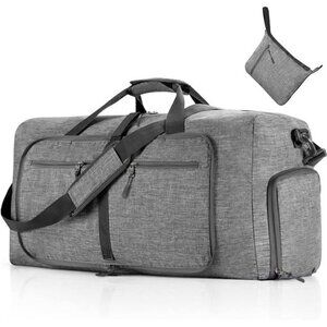 Travel Duffle Bag for Men, 65L Foldable Duffel Bag with Shoes Compartment (Gray)